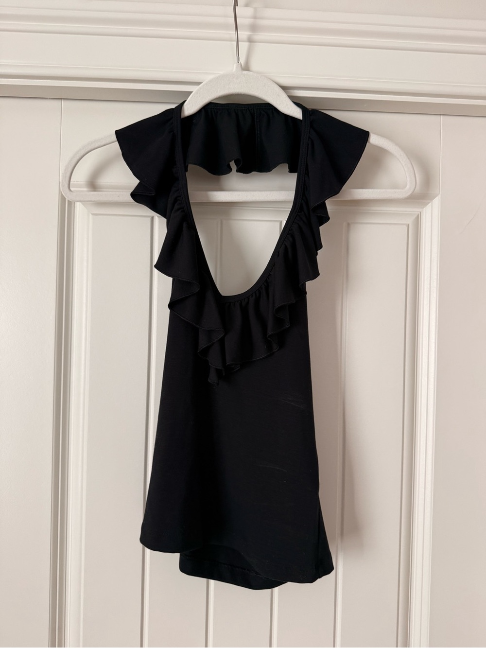 Aritzia Wilfred Black Ruffle Halter Camisole